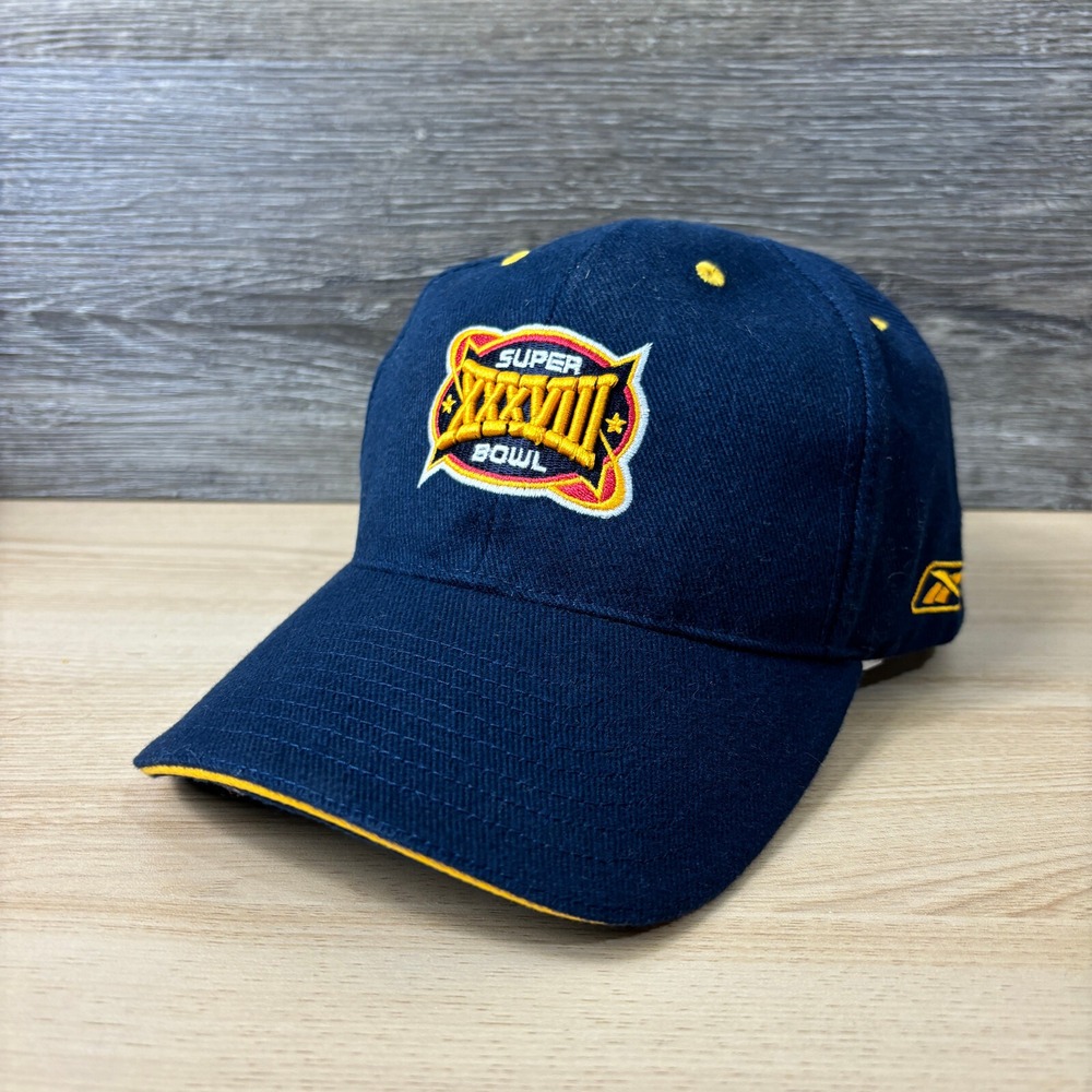 Super Bowl Hat Strap Back Blue New England Patriots‎ Carolina Panthers Reebok